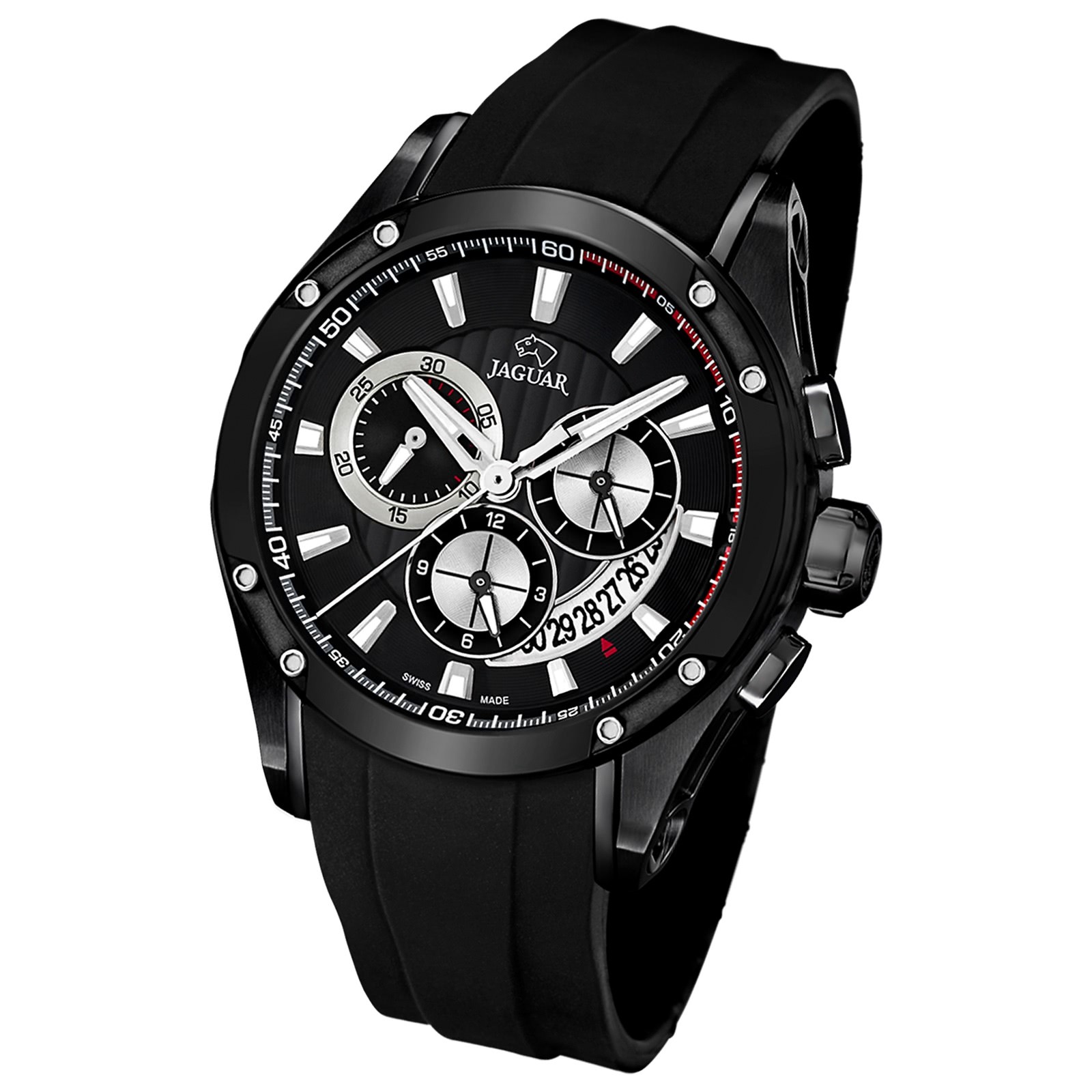 JAGUAR Herren-Armbanduhr Special Edition Saphirglas Quarz PU schwarz UJ690/1