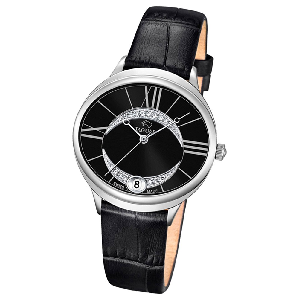 JAGUAR Damen-Armbanduhr Clair de Lune Saphirglas Quarz Leder schwarz UJ800/3