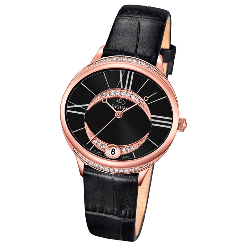 JAGUAR Damen-Armbanduhr Clair de Lune Saphirglas Quarz Leder schwarz UJ804/3