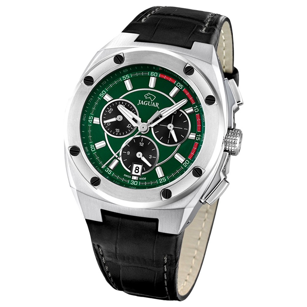 Jaguar Herren-Armbanduhr Executive Saphirglas Quarz Leder schwarz UJ806/2