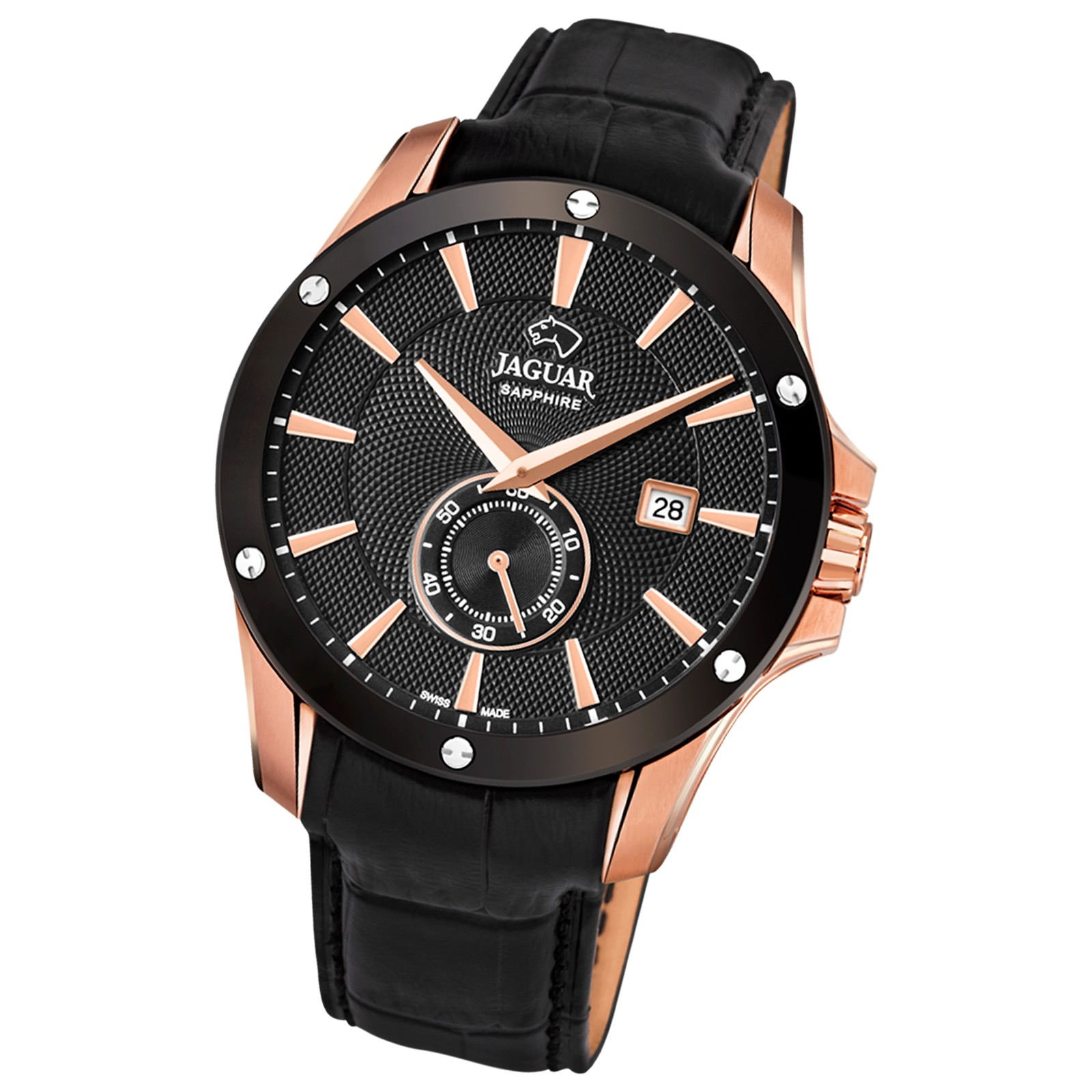 schwarz Analog UJ882/1 Herren ACM J882/1 Leder Armbanduhr Jaguar