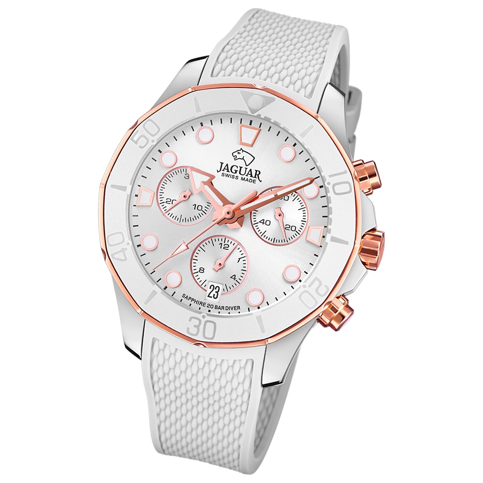 Jaguar Damen Armbanduhr Cosmopolitan J890/1 Chronograph Leder weiß UJ890/1