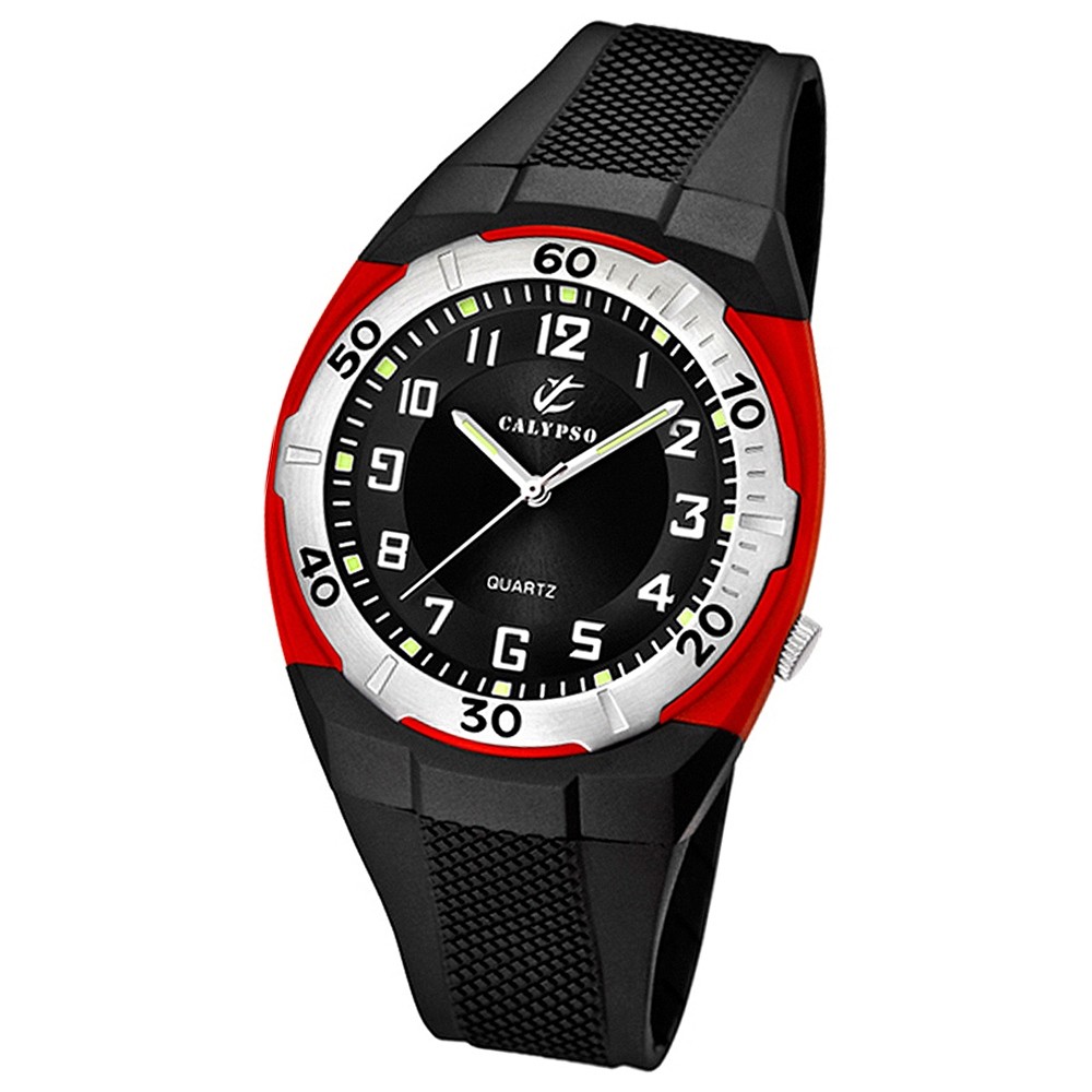 CALYPSO Herren-Armbanduhr Sport analog Quarz-Uhr PU schwarz UK5214/4