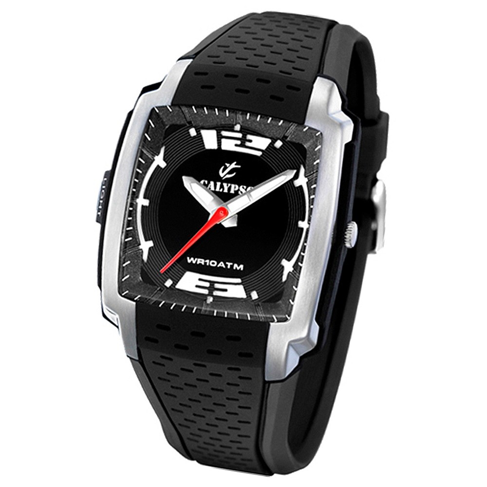 Calypso Herrenuhr schwarz, silbernes Gehäuse Analog Calypso Uhren UK5537/1