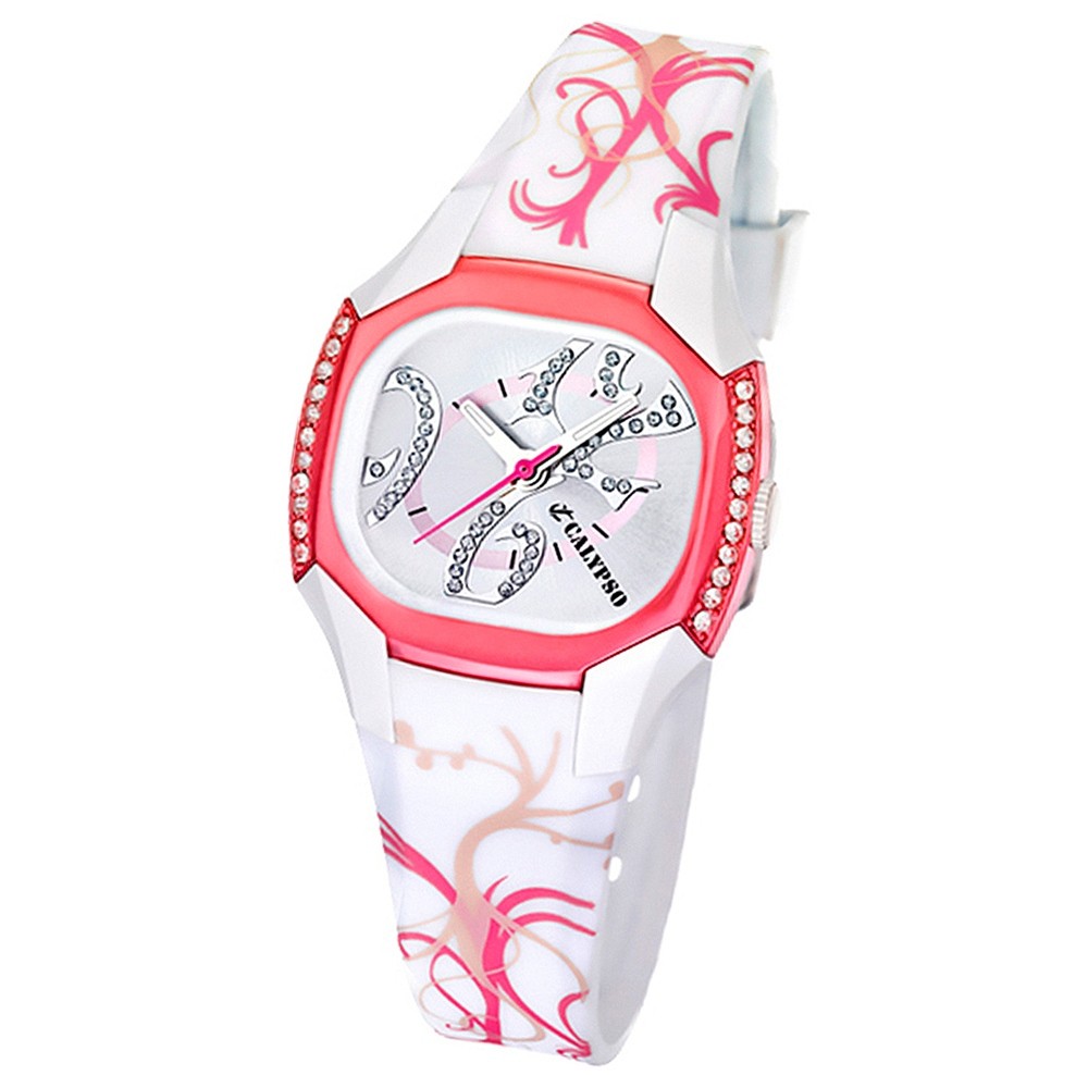Calypso Damenuhr weiß-rosa Analog Calypso Uhren Kollektion UK5547/3