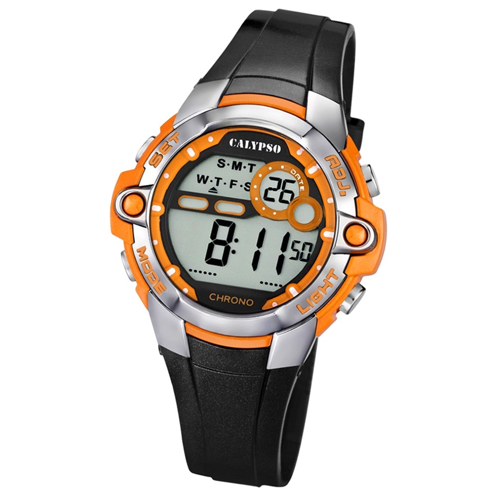 CALYPSO Damen Herren-Armbanduhr Sport Funktinsuhr Quarz-Uhr PU schwarz UK5617/4