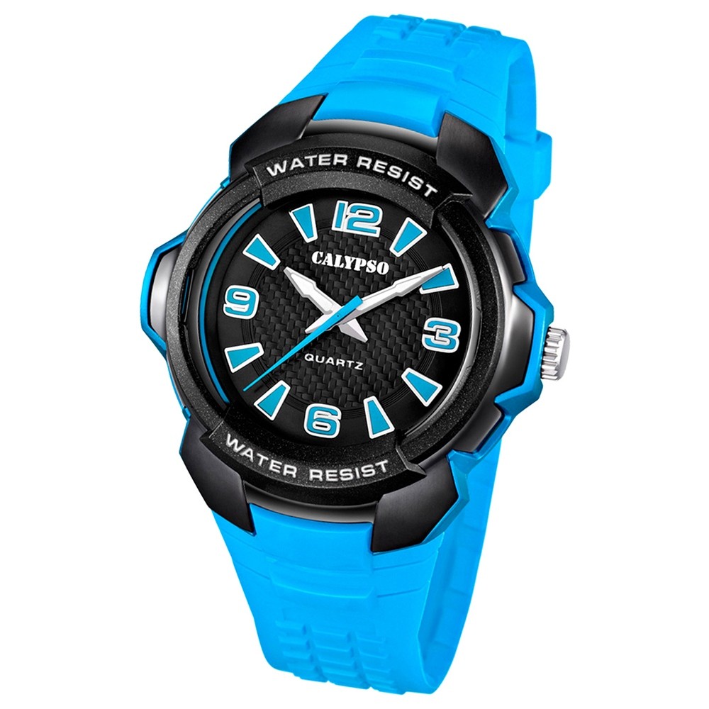 Calypso Herrenuhr schwarz, blaues Armband Analog Uhren Kollektion UK5635/4