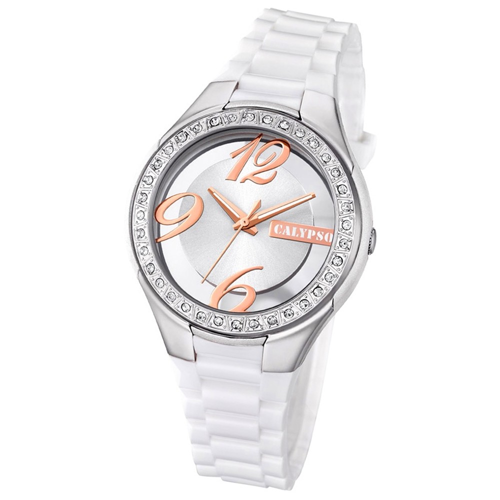 Calypso Damen-Armbanduhr Trendy analog Quarz PU weiß UK5679/1