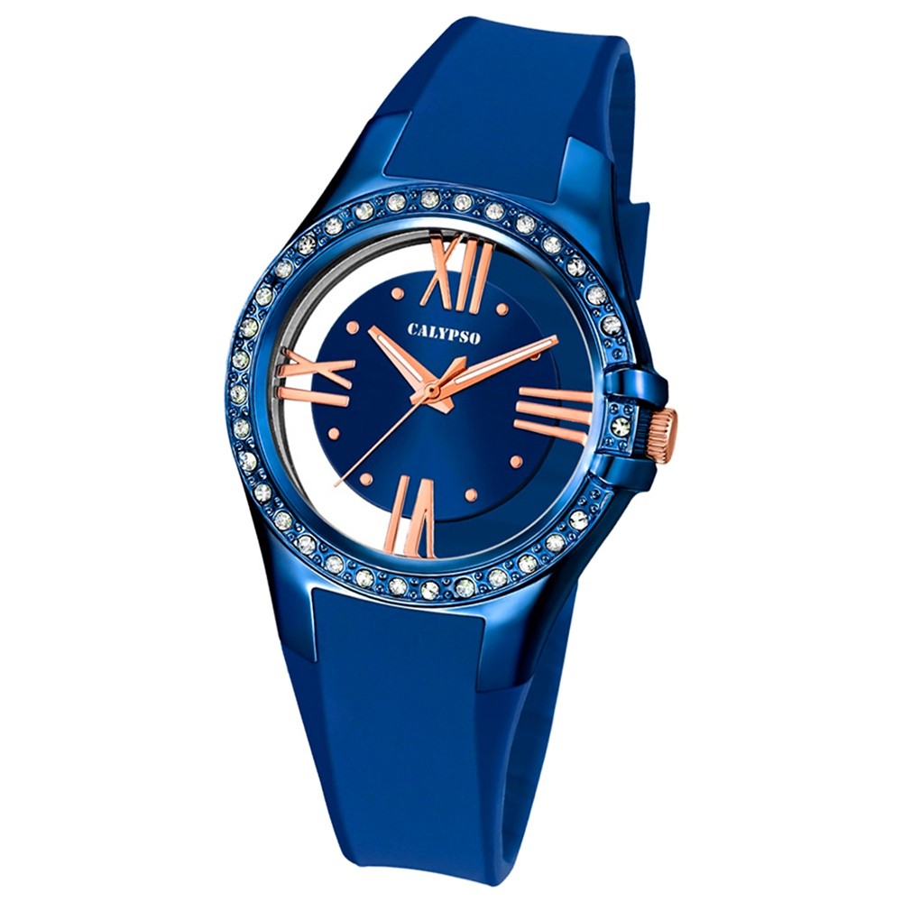 Calypso Damen-Armbanduhr Trendy analog Quarz PU blau UK5680/6