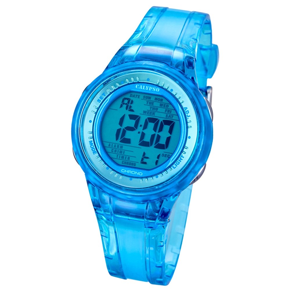 CALYPSO Damen-Armbanduhr Sport Funktinsuhr Quarz-Uhr PU blau UK5688/1