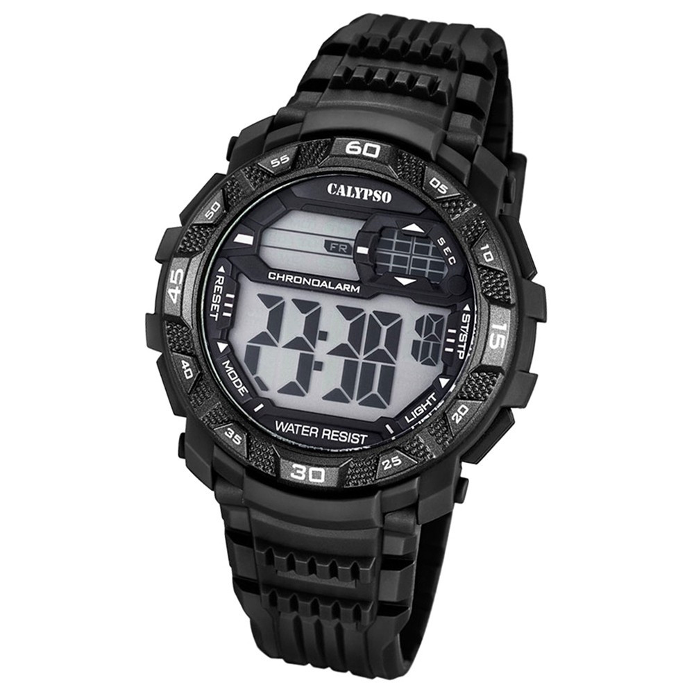 CALYPSO Herren-Armbanduhr Sport Funktinsuhr Quarz-Uhr PU schwarz UK5702/8
