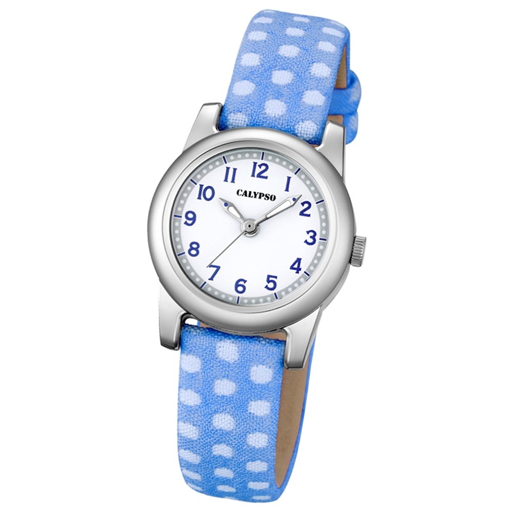 Calypso Kinder-Uhr Dots Punkte Junior analog Quarz Leder blau Jugenduhr UK5713/4