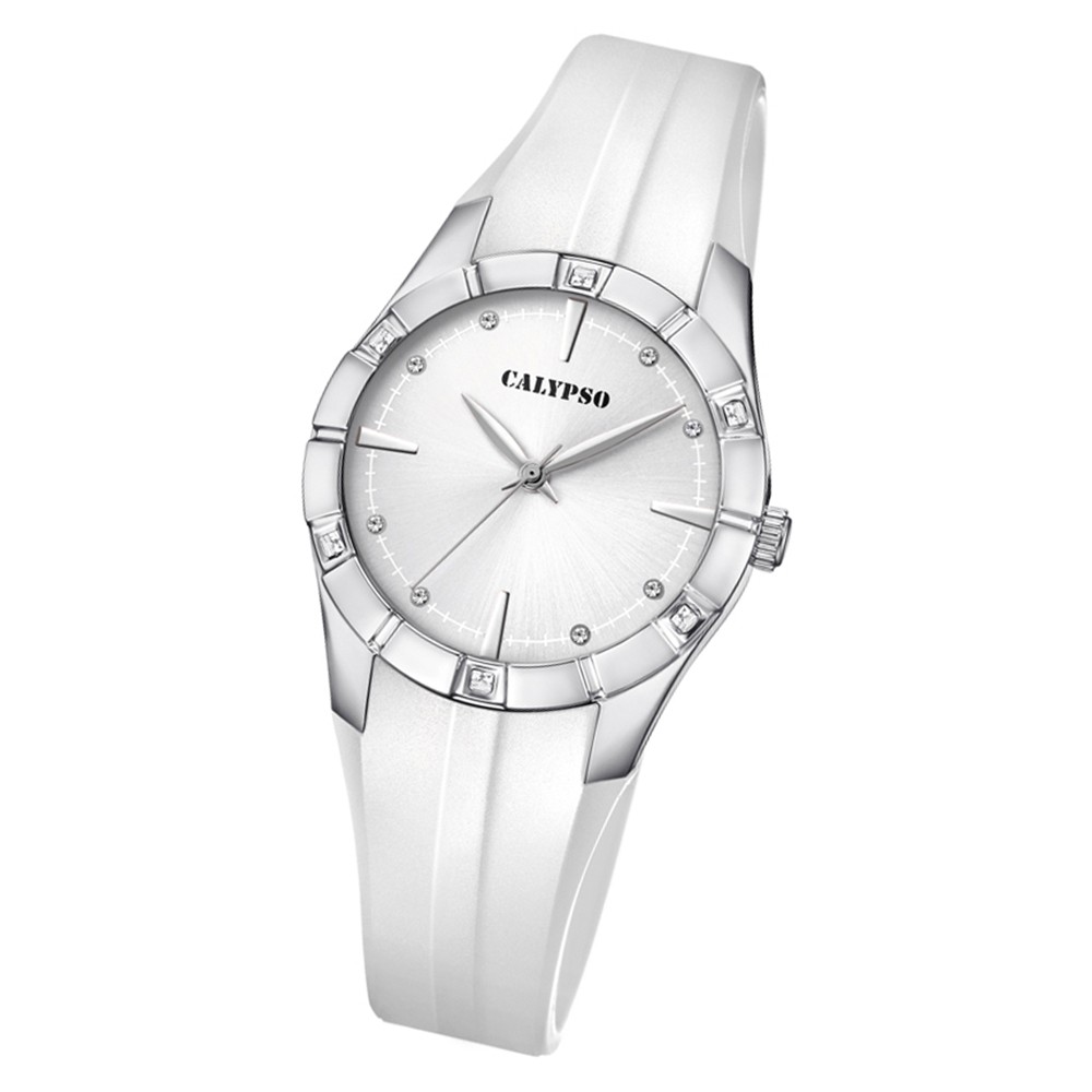 Calypso Damen Armbanduhr Trendy K5716/1 Quarz-Uhr PU weiß UK5716/1