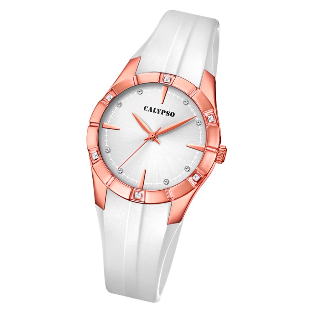 Calypso Damen Armbanduhr Trendy K5716/3 Quarz-Uhr PU weiß UK5716/3