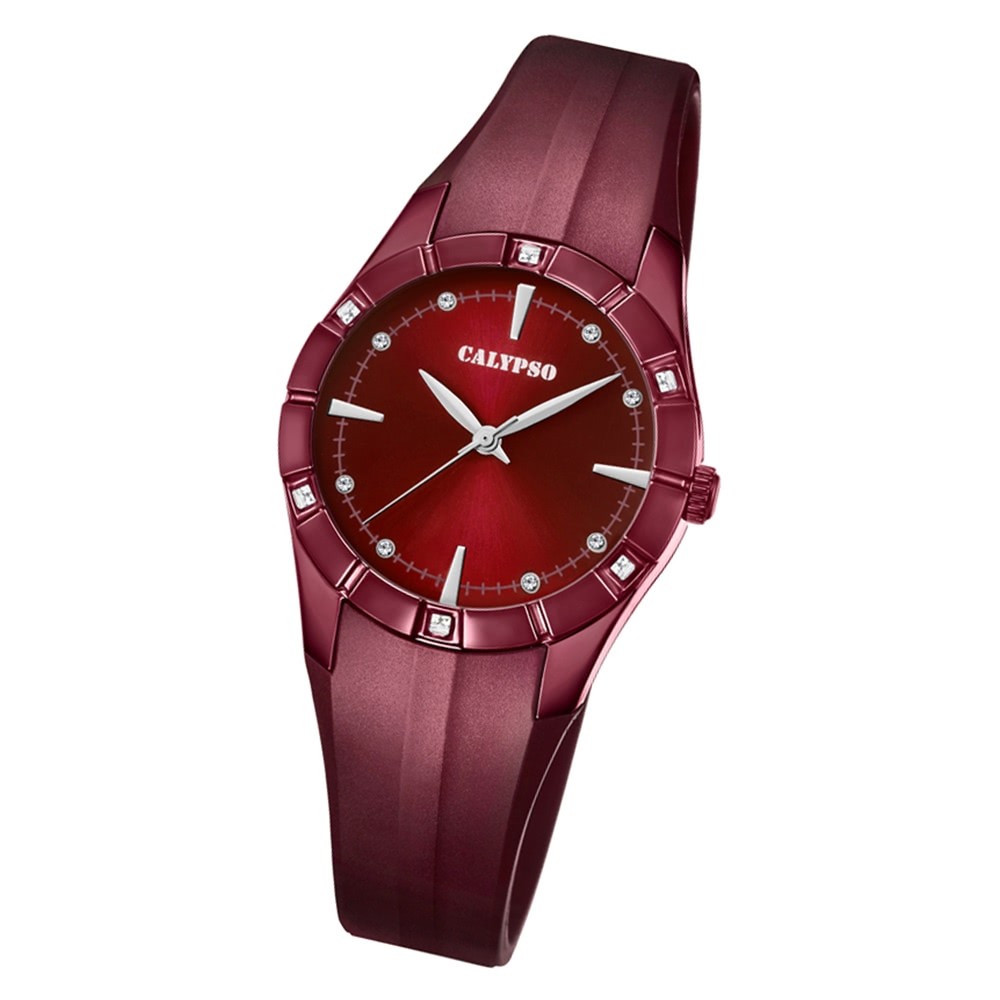 Calypso Damen Armbanduhr Trendy K5716/7 Quarz-Uhr PU aubergine lila UK5716/7