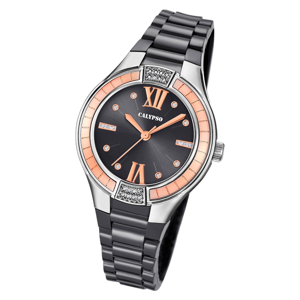 Calypso Damen Armbanduhr Trendy K5720/4 Quarz-Uhr PU schwarz UK5720/4