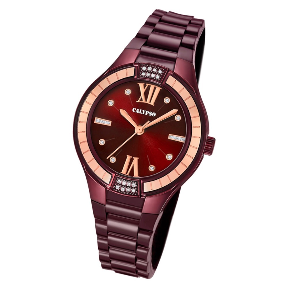 Calypso Damen Armbanduhr Trendy K5720/5 Quarz-Uhr PU aubergine lila UK5720/5