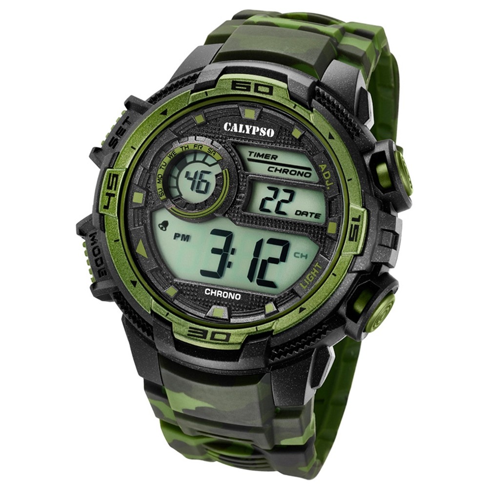 Calypso Armbanduhr Herren Digital for Man K5723/2 Quarzuhr schwarz grün UK5723/2