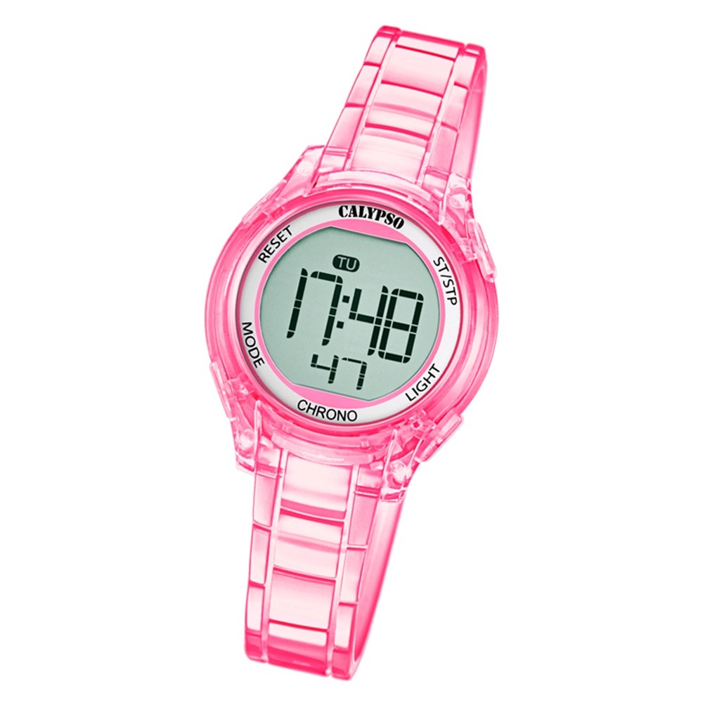 Calypso Damen Armbanduhr Color Splash K5737/3 Quarz-Uhr PU pink UK5737/3