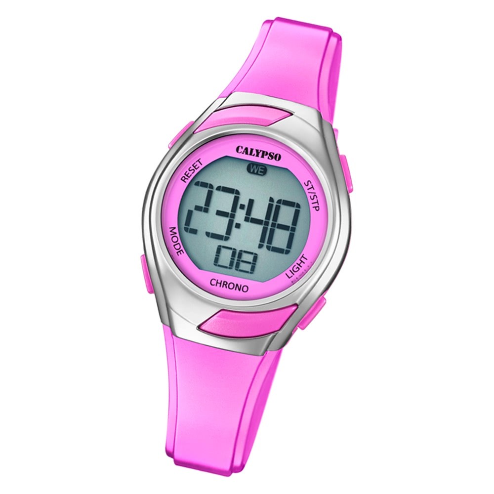 Calypso Kinder Armbanduhr Digital Crush K5738/2 Quarz-Uhr PU rosa UK5738/2