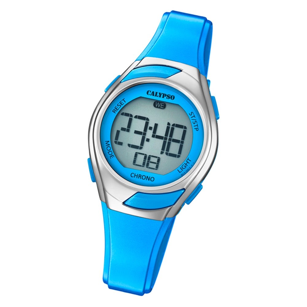 Calypso Kinder Armbanduhr Digital Crush K5738/3 Quarz PU hellblau UK5738/3