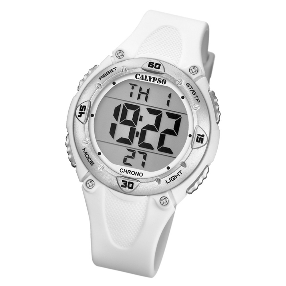 Calypso Kinder Armbanduhr Digital Crush K5741/1 Quarz-Uhr PU weiß UK5741/1