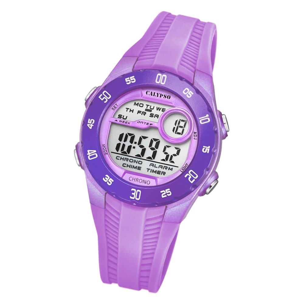 Calypso Kinder Armbanduhr Digital Crush K5744/3 Quarz-Uhr PU lila UK5744/3