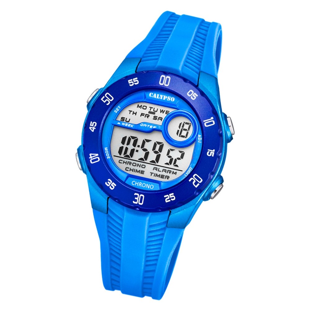 Calypso Kinder Armbanduhr Digital Crush K5744/5 Quarz-Uhr PU blau UK5744/5