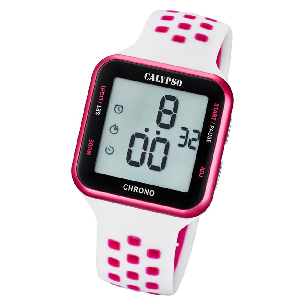 Calypso Unisex Armbanduhr Color Splash K5748/1 Quarz-Uhr PU weiß rosa UK5748/1
