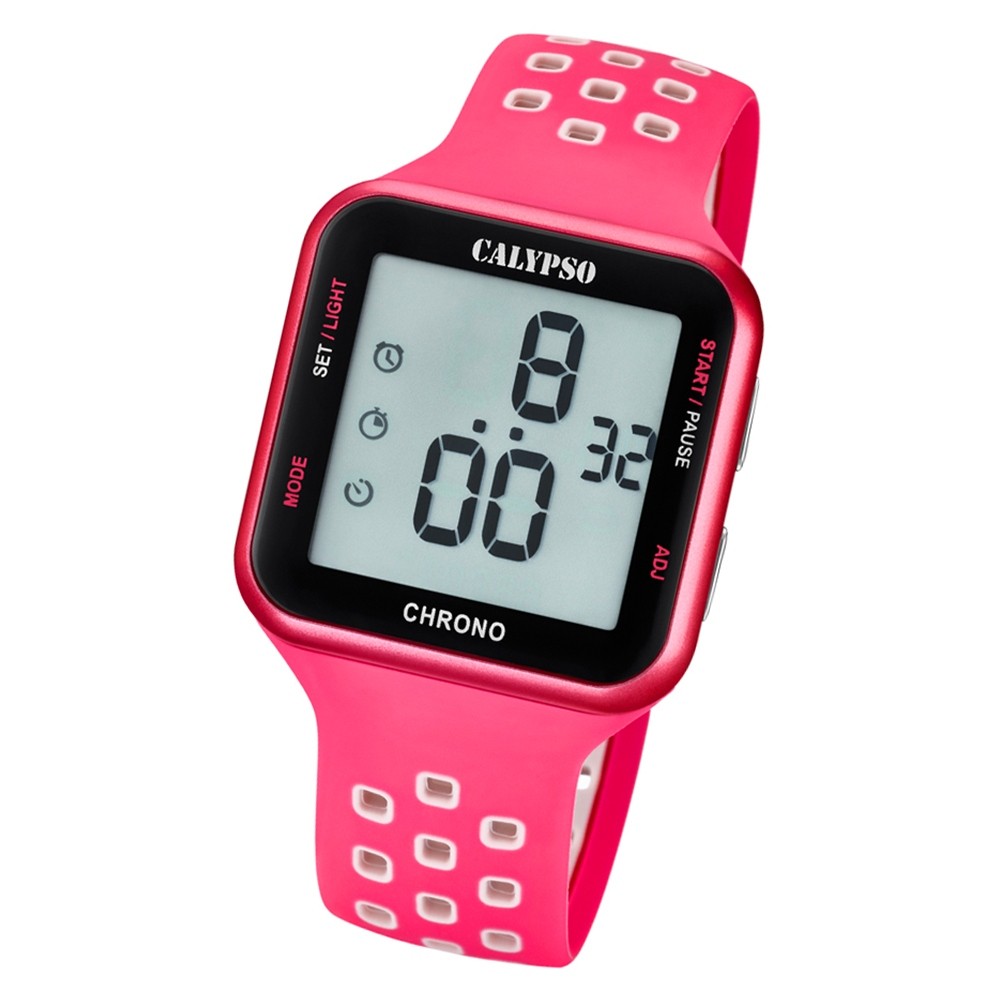 Calypso Unisex Armbanduhr Color Splash K5748/2 Quarz-Uhr PU rosa weiß UK5748/2