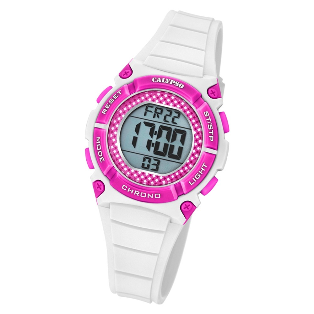 Calypso Kinder Armbanduhr Digital Crush K5756/3 Quarz-Uhr PU weiß UK5756/3