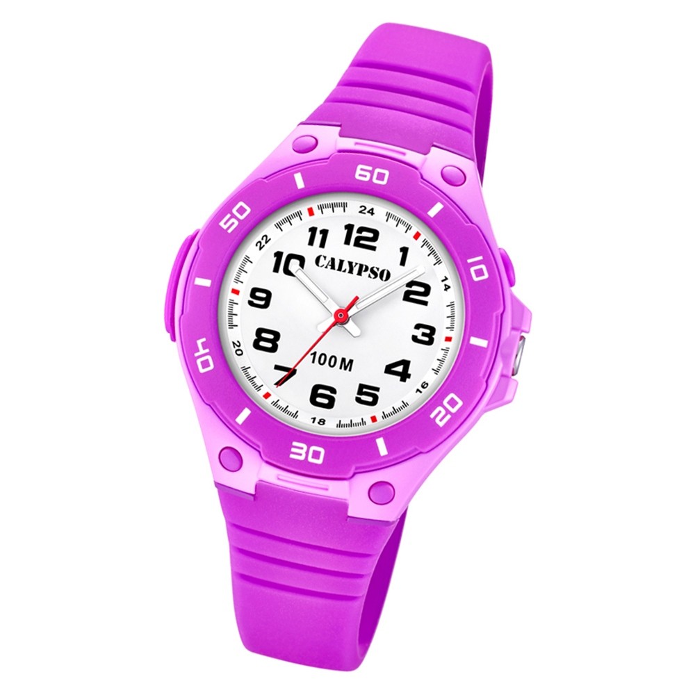 Calypso Kinder Armbanduhr Sweet Time K5758/4 Quarz-Uhr PU lila UK5758/4