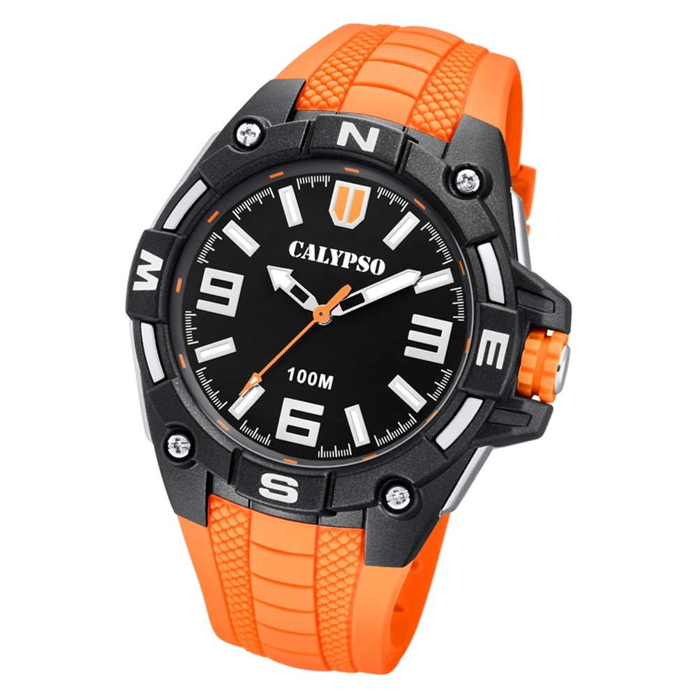 Calypso Herren Armbanduhr Street Style K5761/3 Quarz-Uhr PU orange UK5761/3