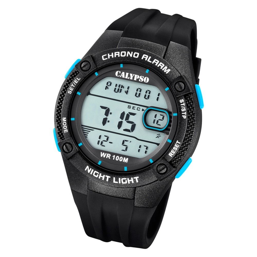 Calypso Herren Armbanduhr Digital Crush K5765/1 Quarz-Uhr PU schwarz UK5765/1