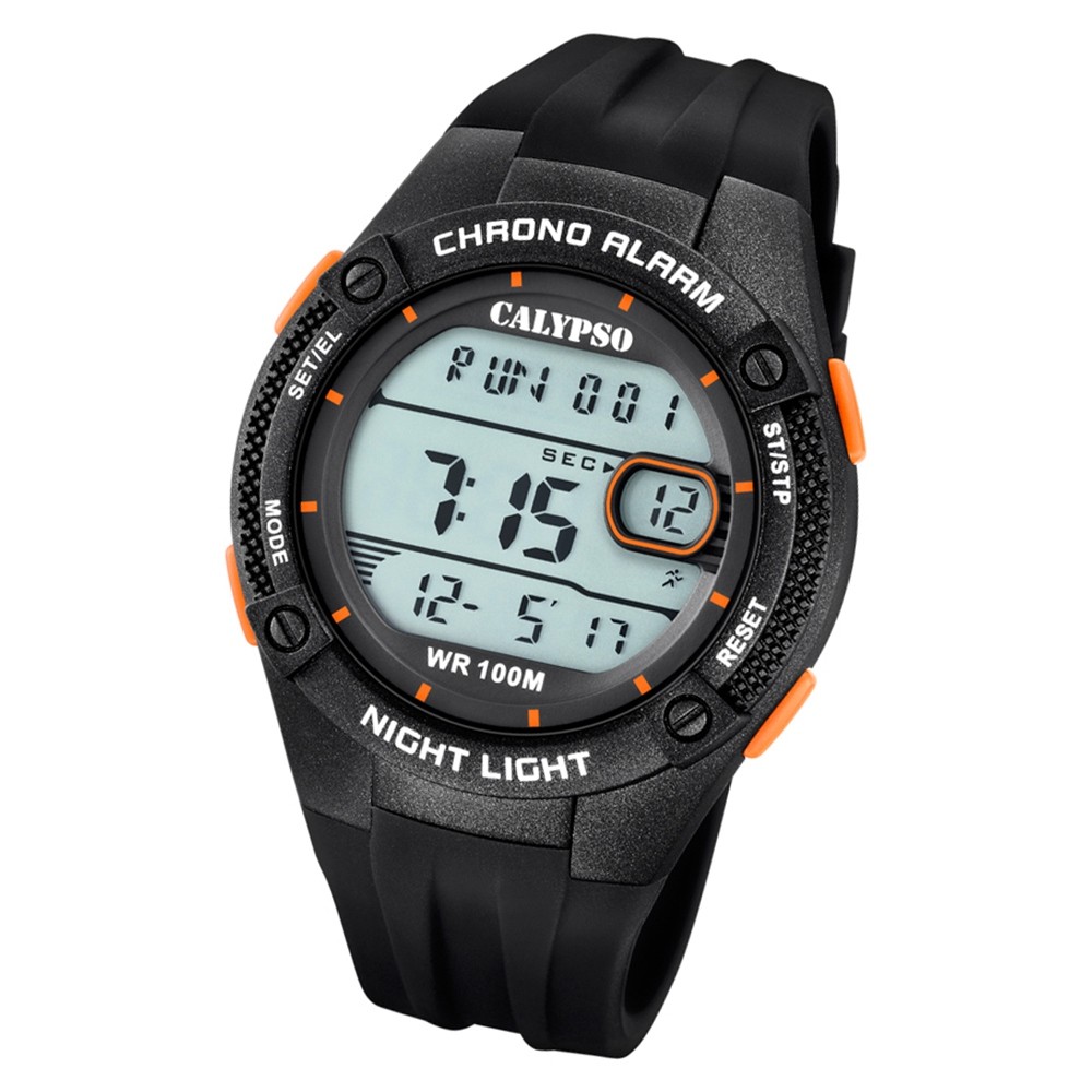 Calypso Herren Armbanduhr Digital Crush K5765/2 Quarz-Uhr PU schwarz UK5765/2