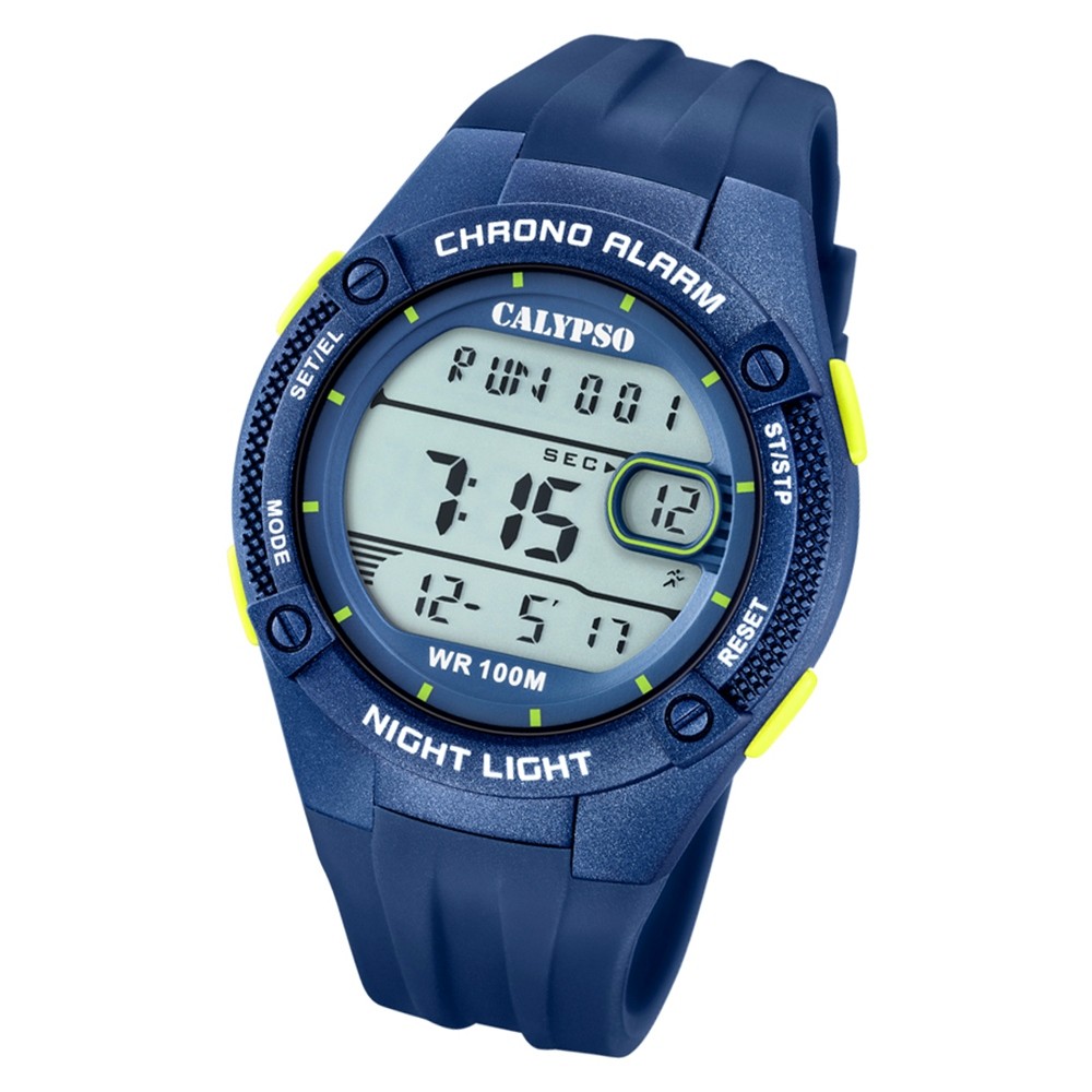 Calypso Herren Armbanduhr Digital Crush K5765/5 Quarz-Uhr PU blau UK5765/5