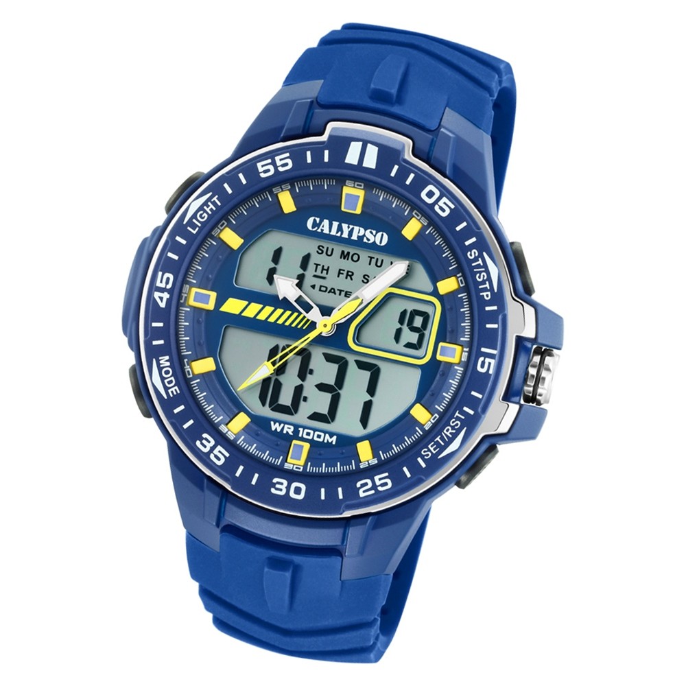 Calypso Herren Armbanduhr Street Style K5766/1 Quarz-Uhr PU blau UK5766/1