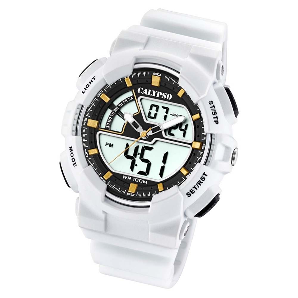 Calypso Herren Armbanduhr Street Style K5771/1 Quarz-Uhr PU weiß UK5771/1