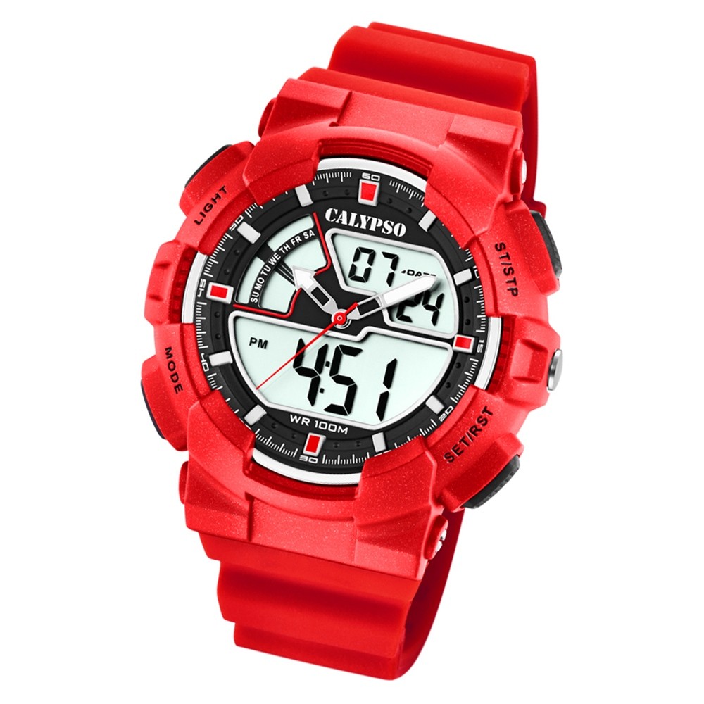 Calypso Herren Armbanduhr Street Style K5771/2 Quarz-Uhr PU rot UK5771/2