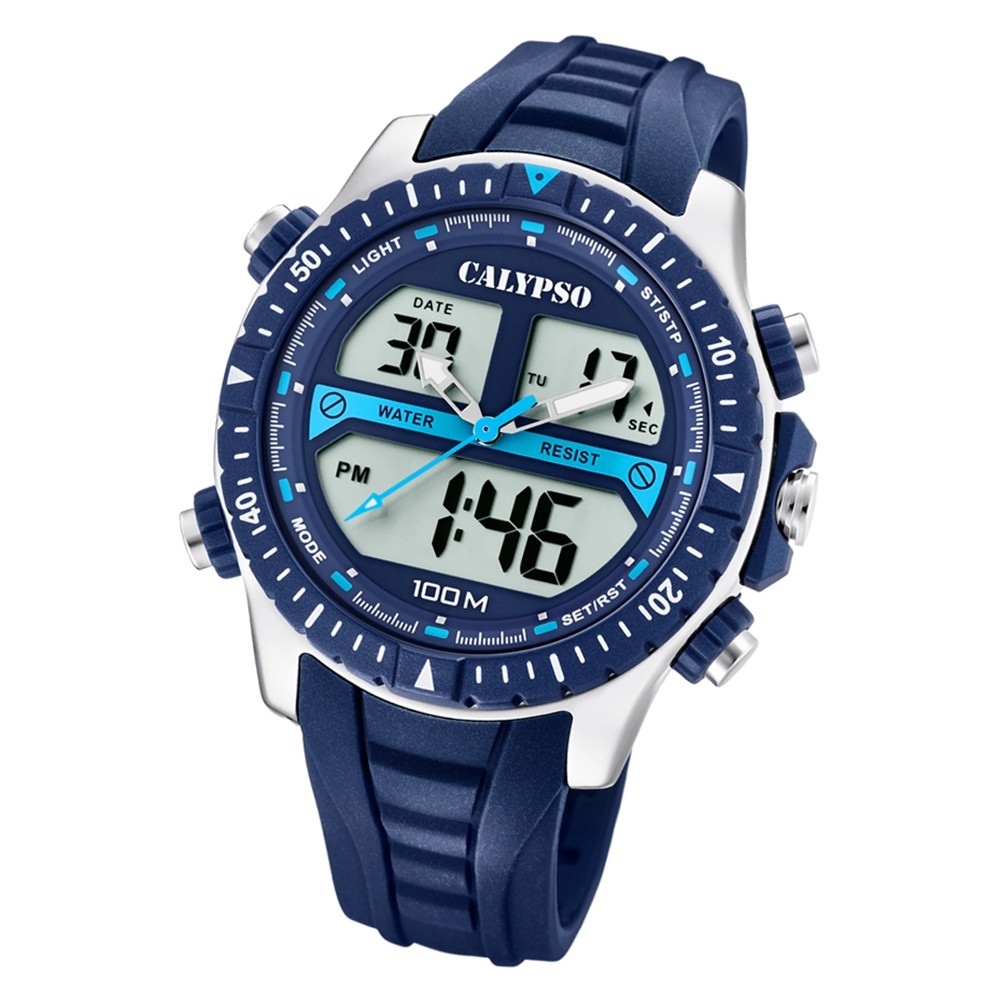 Calypso Herren Armbanduhr Street Style K5773/2 Quarz-Uhr PU blau UK5773/2