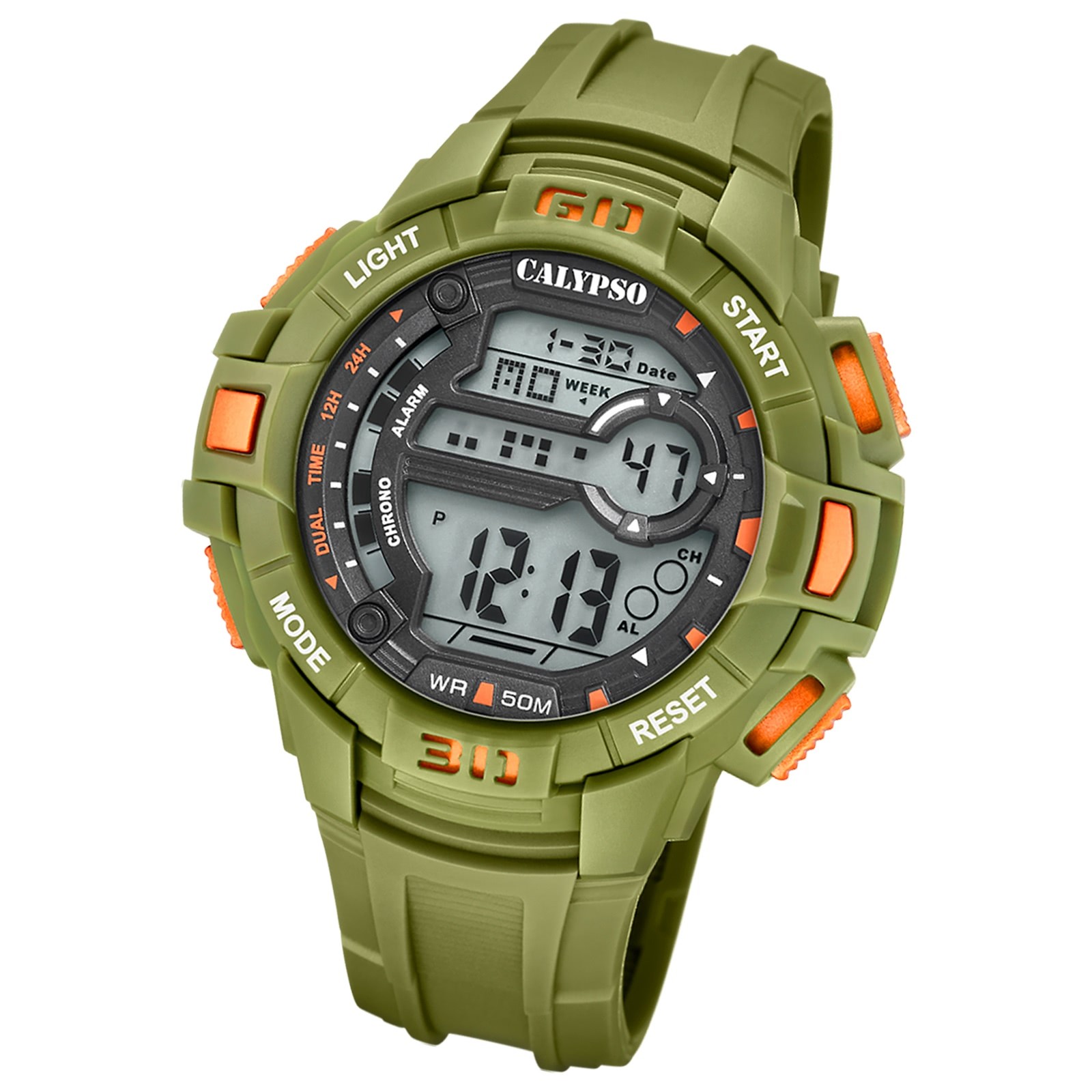 Calypso Herrenuhr Kautschuk olivgrün Calypso Digital Armbanduhr UK5836/3