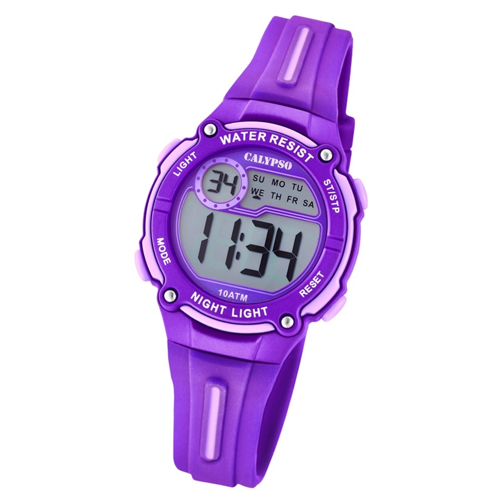 Calypso Kinder Armbanduhr Digital Crush K6068/2 Quarz-Uhr PU lila UK6068/2