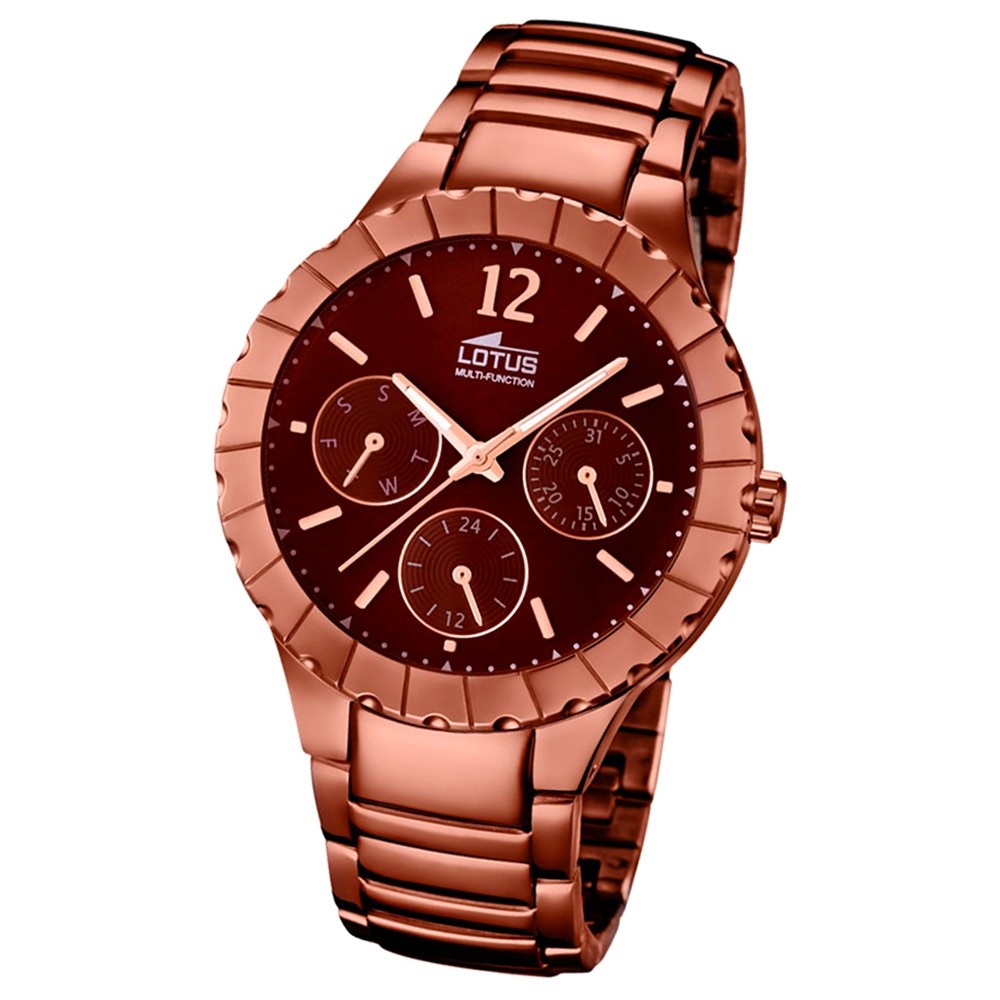 LOTUS Damen-Armbanduhr Multifunktion Analog Quarz-Uhr Edelstahl bronze UL15998/2
