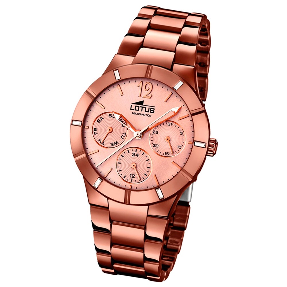 LOTUS Damen-Armbanduhr Multifunktion Analog Quarz-Uhr Edelstahl bronze UL15999/1