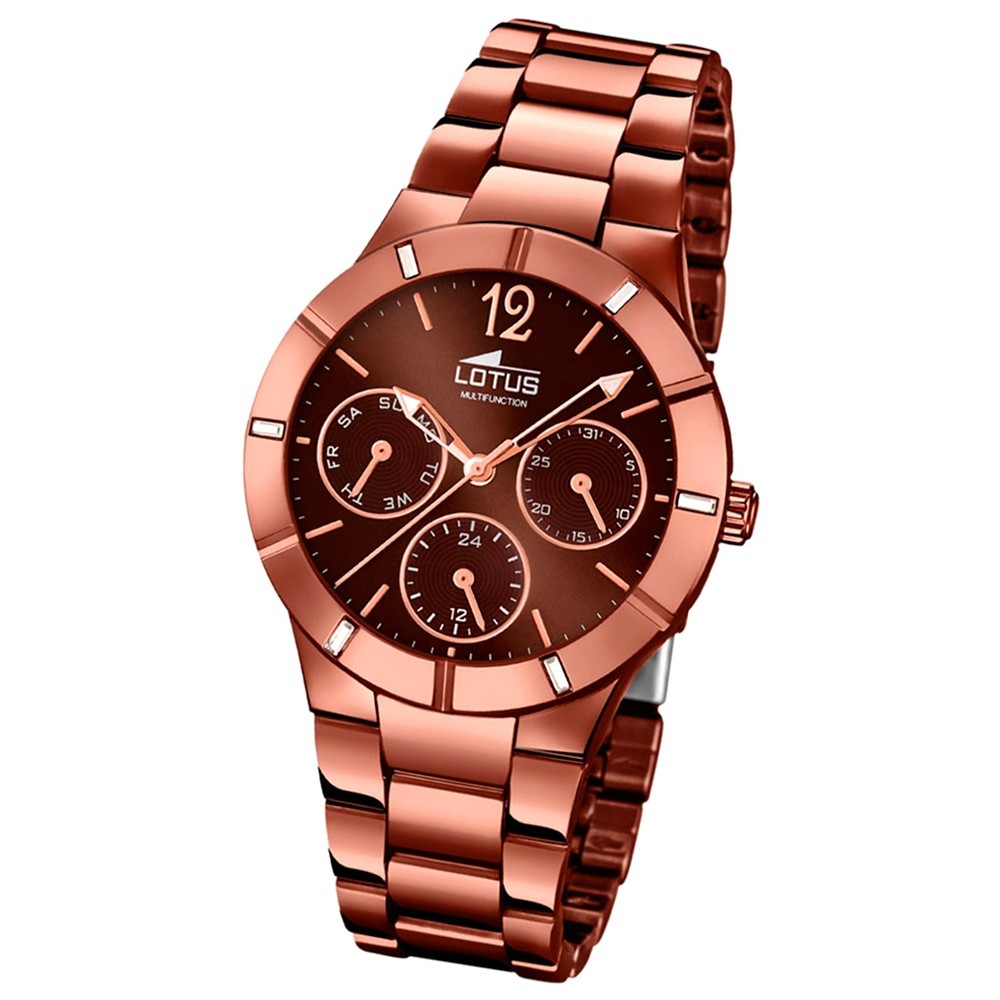 LOTUS Damen-Armbanduhr Multifunktion Analog Quarz-Uhr Edelstahl bronze UL15999/2