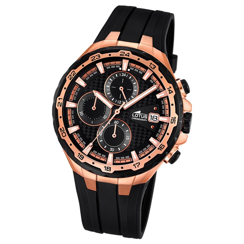 LOTUS Herren-Armbanduhr Chronograph Quarz Silikon schwarz UL18186/1