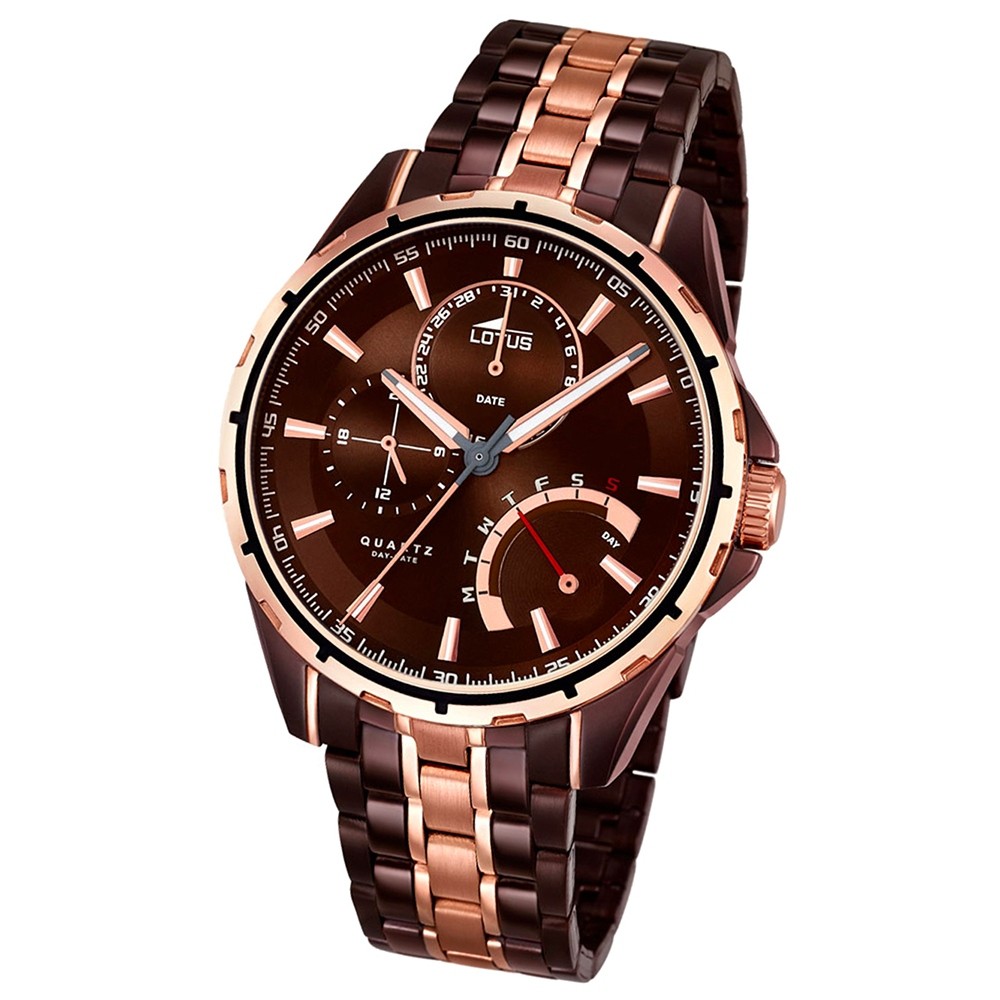 LOTUS Herrenuhr Smart Casual Multifunktion Quarz Uhr Edelstahl bronze UL18206/1