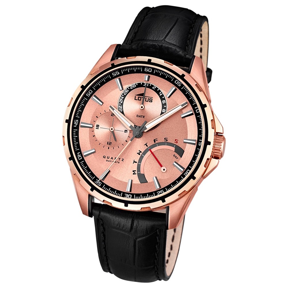 LOTUS Herrenuhr Smart Casual Multifunktion Quarz Uhr Leder schwarz UL18209/1