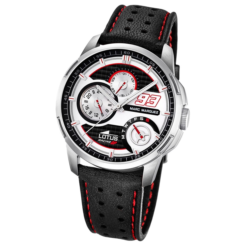 LOTUS Herren-Armbanduhr Marc Marquez Analog Quarz-Uhr Leder schwarz UL18241/1