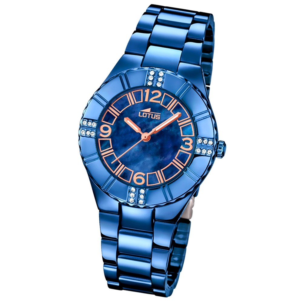LOTUS Damen-Armbanduhr Trendy Analog Quarz-Uhr Edelstahl blau UL18247/2